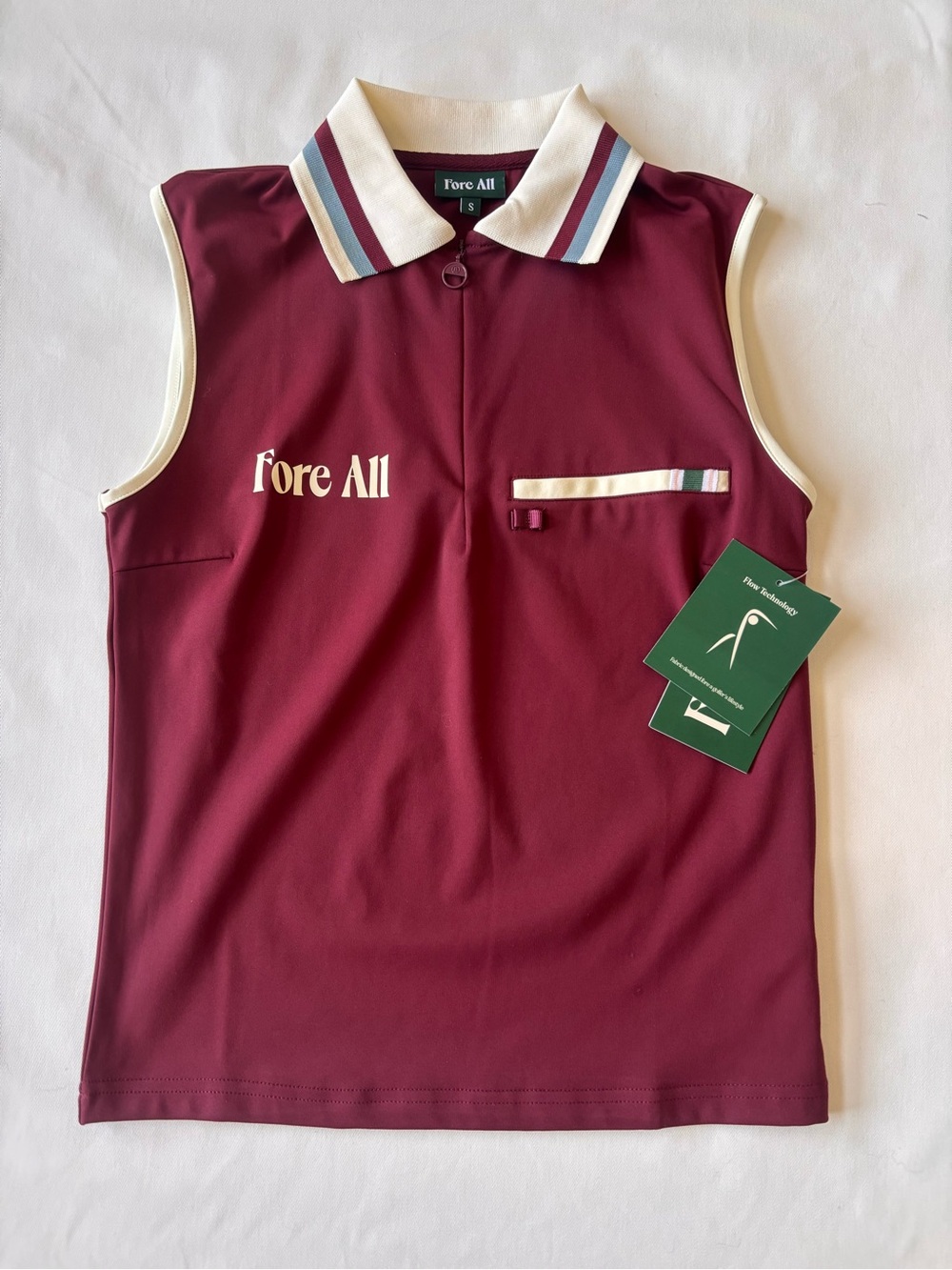 Annie Polo Sleeveless Polo Tank in Merlot with Cream Trim